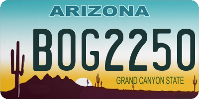 AZ license plate BOG2250