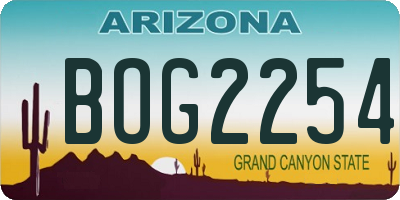 AZ license plate BOG2254