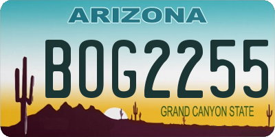 AZ license plate BOG2255