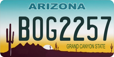 AZ license plate BOG2257