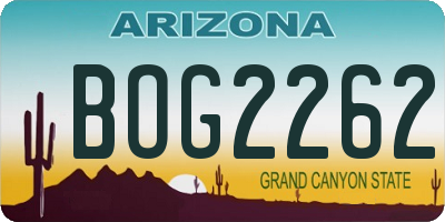 AZ license plate BOG2262