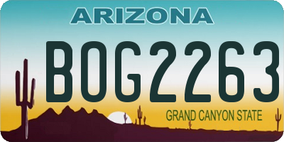 AZ license plate BOG2263