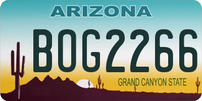 AZ license plate BOG2266