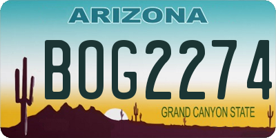 AZ license plate BOG2274