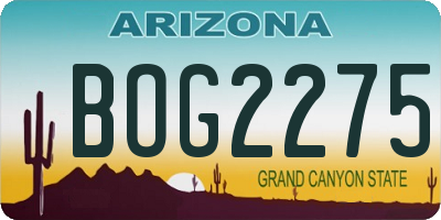 AZ license plate BOG2275