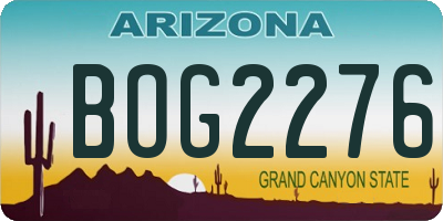 AZ license plate BOG2276