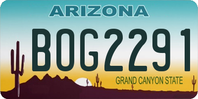 AZ license plate BOG2291
