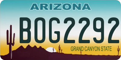 AZ license plate BOG2292