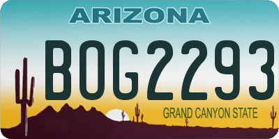 AZ license plate BOG2293