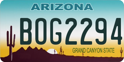 AZ license plate BOG2294