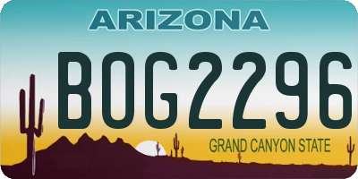 AZ license plate BOG2296