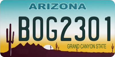 AZ license plate BOG2301