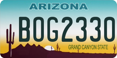 AZ license plate BOG2330