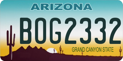 AZ license plate BOG2332