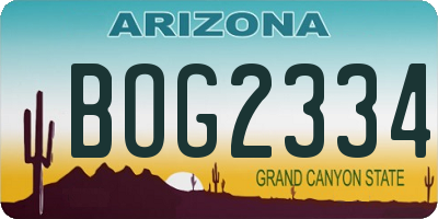 AZ license plate BOG2334