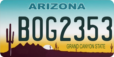 AZ license plate BOG2353