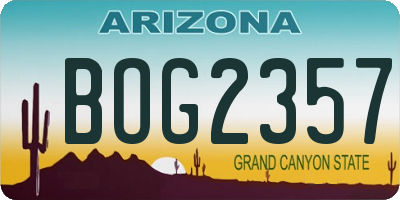 AZ license plate BOG2357