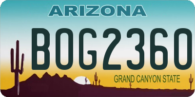 AZ license plate BOG2360