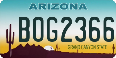 AZ license plate BOG2366