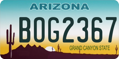 AZ license plate BOG2367