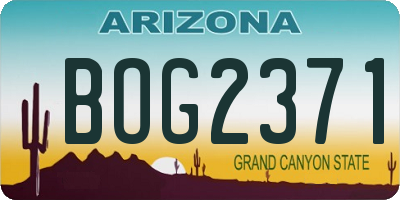 AZ license plate BOG2371