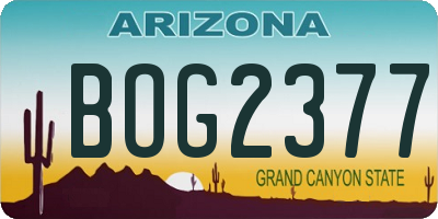 AZ license plate BOG2377