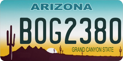 AZ license plate BOG2380