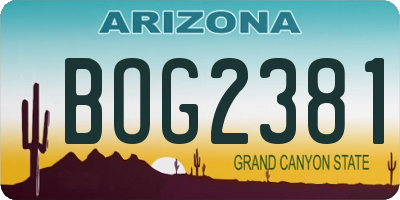 AZ license plate BOG2381