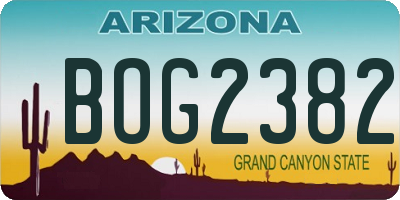 AZ license plate BOG2382
