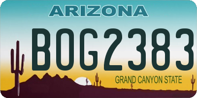 AZ license plate BOG2383