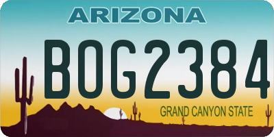 AZ license plate BOG2384