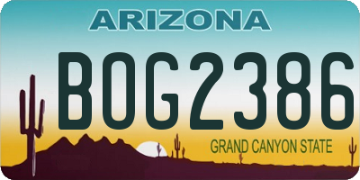 AZ license plate BOG2386