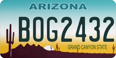 AZ license plate BOG2432