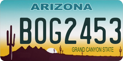AZ license plate BOG2453