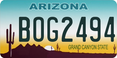 AZ license plate BOG2494