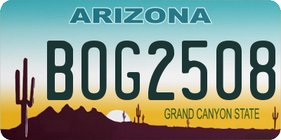 AZ license plate BOG2508