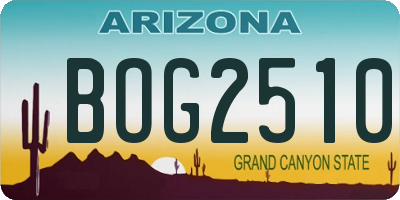 AZ license plate BOG2510