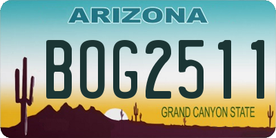 AZ license plate BOG2511