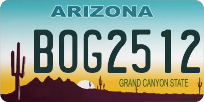 AZ license plate BOG2512