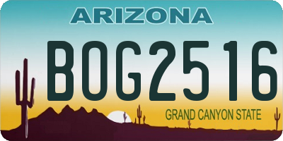AZ license plate BOG2516
