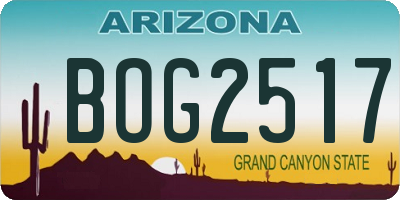 AZ license plate BOG2517