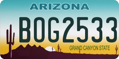 AZ license plate BOG2533