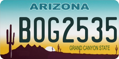 AZ license plate BOG2535