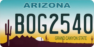 AZ license plate BOG2540