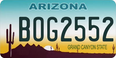 AZ license plate BOG2552