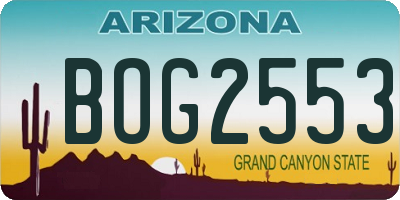 AZ license plate BOG2553