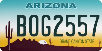 AZ license plate BOG2557