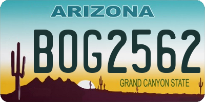 AZ license plate BOG2562