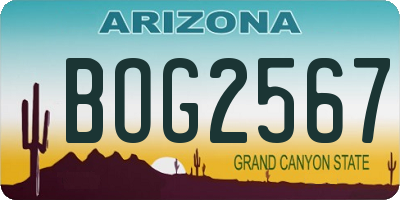AZ license plate BOG2567