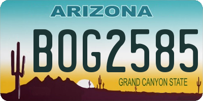 AZ license plate BOG2585